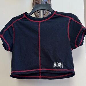 Ragged Jeans brand Junior girls Black crop T-Shirt with Red Stitching
